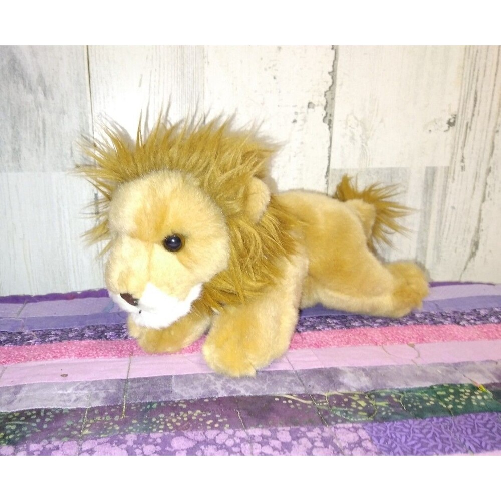 Miyoni by Aurora Lion laying down Plush Stuffed Animal Toy 8"